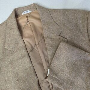 Vintage Joe Namath Sport Coat Blazer‎ Tan Tweed Linen Wool Silk Blend Size 50